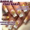 imageBABALAL Press on Nails Long Coffin Fake Nails Yellow Full Cover Acrylic Nails with Bumblebee Flower Designs Stick on Nails Reusable Summer False Nails Supplies Flower Glue on Ballerina Nails for WomenANZ108gold