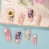imageBABALAL Press on Nails Long Coffin Fake Nails Yellow Full Cover Acrylic Nails with Bumblebee Flower Designs Stick on Nails Reusable Summer False Nails Supplies Flower Glue on Ballerina Nails for WomenANZ104