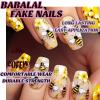 imageBABALAL Press on Nails Long Coffin Fake Nails Yellow Full Cover Acrylic Nails with Bumblebee Flower Designs Stick on Nails Reusable Summer False Nails Supplies Flower Glue on Ballerina Nails for WomenANZ104yellow