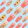 imageBABALAL Press on Nails Long Coffin Fake Nails Yellow Full Cover Acrylic Nails with Bumblebee Flower Designs Stick on Nails Reusable Summer False Nails Supplies Flower Glue on Ballerina Nails for WomenANZ116