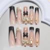imageBABALAL Press on Nails Long Square Fake Nails Rainbow French Tip Glue on Nails 3D Bear Soft Candy Charm Acrylic Nails Heart False Nails 24Pcs Squoval Cute Summer Manicure Stick on NailsANV03