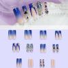 imageBABALAL Press on Nails Long Square Fake Nails Rainbow French Tip Glue on Nails 3D Bear Soft Candy Charm Acrylic Nails Heart False Nails 24Pcs Squoval Cute Summer Manicure Stick on NailsANV06blue