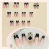 imageBABALAL Press on Nails Long Square Fake Nails Rainbow French Tip Glue on Nails 3D Bear Soft Candy Charm Acrylic Nails Heart False Nails 24Pcs Squoval Cute Summer Manicure Stick on NailsANV07