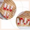 imageBABALAL Press on Nails Long Square Fake Nails Rainbow French Tip Glue on Nails 3D Bear Soft Candy Charm Acrylic Nails Heart False Nails 24Pcs Squoval Cute Summer Manicure Stick on NailsANV08