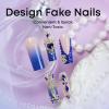 imageBABALAL Press on Nails Long Square Fake Nails Rainbow French Tip Glue on Nails 3D Bear Soft Candy Charm Acrylic Nails Heart False Nails 24Pcs Squoval Cute Summer Manicure Stick on NailsANV06blue