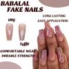 imageBABALAL Press on Nails Long Square Fake Nails Rainbow French Tip Glue on Nails 3D Bear Soft Candy Charm Acrylic Nails Heart False Nails 24Pcs Squoval Cute Summer Manicure Stick on NailsStriped