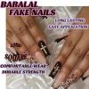 imageBABALAL Press on Nails Long Square Fake Nails Rainbow French Tip Glue on Nails 3D Bear Soft Candy Charm Acrylic Nails Heart False Nails 24Pcs Squoval Cute Summer Manicure Stick on NailsANV15