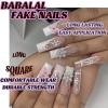 imageBABALAL Press on Nails Long Square Fake Nails Rainbow French Tip Glue on Nails 3D Bear Soft Candy Charm Acrylic Nails Heart False Nails 24Pcs Squoval Cute Summer Manicure Stick on NailsANV18