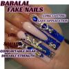 imageBABALAL Press on Nails Long Square Fake Nails Rainbow French Tip Glue on Nails 3D Bear Soft Candy Charm Acrylic Nails Heart False Nails 24Pcs Squoval Cute Summer Manicure Stick on NailsANV06blue
