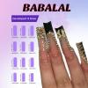 imageBABALAL Press on Nails Long Square Fake Nails Rainbow French Tip Glue on Nails 3D Bear Soft Candy Charm Acrylic Nails Heart False Nails 24Pcs Squoval Cute Summer Manicure Stick on NailsANV10
