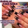 imageBABALAL Press on Nails Long Square Fake Nails Rainbow French Tip Glue on Nails 3D Bear Soft Candy Charm Acrylic Nails Heart False Nails 24Pcs Squoval Cute Summer Manicure Stick on NailsANV05