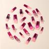 imageBABALAL Press on Nails Long Square Fake Nails Rainbow French Tip Glue on Nails 3D Bear Soft Candy Charm Acrylic Nails Heart False Nails 24Pcs Squoval Cute Summer Manicure Stick on NailsANV14
