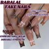 imageBABALAL Press on Nails Long Square Fake Nails Rainbow French Tip Glue on Nails 3D Bear Soft Candy Charm Acrylic Nails Heart False Nails 24Pcs Squoval Cute Summer Manicure Stick on NailsANV17