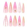 imageBABALAL Press on Nails Medium Almond Fake Nails Beach Glue on Nails Blue Pink Flower Acrylic Nails 3D Texture False Nails Summer False Nails 30Pcs Custom Stiletto Handmade Diy Nails for Women GirlsBNH21