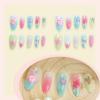 imageBABALAL Press on Nails Medium Almond Fake Nails Beach Glue on Nails Blue Pink Flower Acrylic Nails 3D Texture False Nails Summer False Nails 30Pcs Custom Stiletto Handmade Diy Nails for Women GirlsBNH01