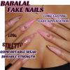 imageBABALAL Press on Nails Medium Almond Fake Nails Beach Glue on Nails Blue Pink Flower Acrylic Nails 3D Texture False Nails Summer False Nails 30Pcs Custom Stiletto Handmade Diy Nails for Women GirlsBNH21