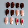 imageBABALAL Press on Nails Medium Almond Fake Nails Beach Glue on Nails Blue Pink Flower Acrylic Nails 3D Texture False Nails Summer False Nails 30Pcs Custom Stiletto Handmade Diy Nails for Women GirlsBNH14