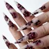 imageBABALAL Press on Nails Medium Almond Fake Nails Beach Glue on Nails Blue Pink Flower Acrylic Nails 3D Texture False Nails Summer False Nails 30Pcs Custom Stiletto Handmade Diy Nails for Women GirlsBNH16gothic