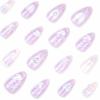 imageBABALAL Press on Nails Medium Almond Fake Nails Beach Glue on Nails Blue Pink Flower Acrylic Nails 3D Texture False Nails Summer False Nails 30Pcs Custom Stiletto Handmade Diy Nails for Women GirlsBNH24