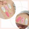 imageBABALAL Press on Nails Medium Almond Fake Nails Beach Glue on Nails Blue Pink Flower Acrylic Nails 3D Texture False Nails Summer False Nails 30Pcs Custom Stiletto Handmade Diy Nails for Women GirlsBNH04