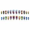 imageBABALAL Press on Nails Medium Almond Fake Nails Beach Glue on Nails Blue Pink Flower Acrylic Nails 3D Texture False Nails Summer False Nails 30Pcs Custom Stiletto Handmade Diy Nails for Women GirlsBNH09