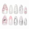 imageBABALAL Press on Nails Medium Almond Fake Nails Beach Glue on Nails Blue Pink Flower Acrylic Nails 3D Texture False Nails Summer False Nails 30Pcs Custom Stiletto Handmade Diy Nails for Women GirlsBNH22