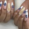 imageBABALAL Press on Nails Medium Almond Fake Nails Beach Glue on Nails Blue Pink Flower Acrylic Nails 3D Texture False Nails Summer False Nails 30Pcs Custom Stiletto Handmade Diy Nails for Women GirlsBNH06