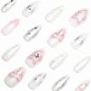 imageBABALAL Press on Nails Medium Almond Fake Nails Beach Glue on Nails Blue Pink Flower Acrylic Nails 3D Texture False Nails Summer False Nails 30Pcs Custom Stiletto Handmade Diy Nails for Women GirlsBNH22