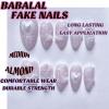 imageBABALAL Press on Nails Medium Almond Fake Nails Beach Glue on Nails Blue Pink Flower Acrylic Nails 3D Texture False Nails Summer False Nails 30Pcs Custom Stiletto Handmade Diy Nails for Women GirlsBNH24