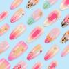 imageBABALAL Press on Nails Medium Almond Fake Nails Beach Glue on Nails Blue Pink Flower Acrylic Nails 3D Texture False Nails Summer False Nails 30Pcs Custom Stiletto Handmade Diy Nails for Women GirlsBNH02