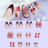 imageBABALAL Press on Nails Medium Almond Fake Nails Blue Glue on Nails Floral Spring Acrylic nails 24pcs Stiletto False Nails Glossy Manicure Stick on Nails Supplies Art Nails for Women and GirlsANY101