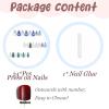 imageBABALAL Press on Nails Medium Almond Fake Nails Blue Glue on Nails Floral Spring Acrylic nails 24pcs Stiletto False Nails Glossy Manicure Stick on Nails Supplies Art Nails for Women and GirlsANY109