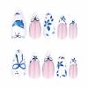 imageBABALAL Press on Nails Medium Almond Fake Nails Blue Glue on Nails Floral Spring Acrylic nails 24pcs Stiletto False Nails Glossy Manicure Stick on Nails Supplies Art Nails for Women and GirlsANY112
