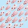 imageBABALAL Press on Nails Medium Almond Fake Nails Blue Glue on Nails Floral Spring Acrylic nails 24pcs Stiletto False Nails Glossy Manicure Stick on Nails Supplies Art Nails for Women and GirlsANY118