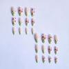 imageBABALAL Press on Nails Medium Almond Fake Nails Pink Yellow French Tip Glue on 3d Texture Orange Lemon Acrylic Nails Cute False Nails Summer Spring Nail Supplies Handmade Stiletto Artificial NailANX13