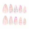 imageBABALAL Press on Nails Medium Almond Fake Nails Pink Yellow French Tip Glue on 3d Texture Orange Lemon Acrylic Nails Cute False Nails Summer Spring Nail Supplies Handmade Stiletto Artificial NailANX08