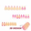 imageBABALAL Press on Nails Medium Almond Fake Nails Pink Yellow French Tip Glue on 3d Texture Orange Lemon Acrylic Nails Cute False Nails Summer Spring Nail Supplies Handmade Stiletto Artificial NailANX03