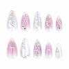 imageBABALAL Press on Nails Medium Almond Fake Nails Pink Yellow French Tip Glue on 3d Texture Orange Lemon Acrylic Nails Cute False Nails Summer Spring Nail Supplies Handmade Stiletto Artificial NailANX01