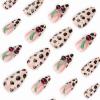 imageBABALAL Press on Nails Medium Almond Fake Nails Pink Yellow French Tip Glue on 3d Texture Orange Lemon Acrylic Nails Cute False Nails Summer Spring Nail Supplies Handmade Stiletto Artificial NailANX04