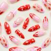 imageBABALAL Press on Nails Medium Almond Fake Nails Pink Yellow French Tip Glue on 3d Texture Orange Lemon Acrylic Nails Cute False Nails Summer Spring Nail Supplies Handmade Stiletto Artificial NailANX16