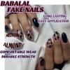 imageBABALAL Press on Nails Medium Almond Fake Nails Pink Yellow French Tip Glue on 3d Texture Orange Lemon Acrylic Nails Cute False Nails Summer Spring Nail Supplies Handmade Stiletto Artificial NailANX12