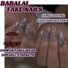 imageBABALAL Press on Nails Medium Almond Fake Nails Pink Yellow French Tip Glue on 3d Texture Orange Lemon Acrylic Nails Cute False Nails Summer Spring Nail Supplies Handmade Stiletto Artificial NailANX01