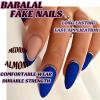imageBABALAL Press on Nails Medium Almond Fake Nails Pink Yellow French Tip Glue on 3d Texture Orange Lemon Acrylic Nails Cute False Nails Summer Spring Nail Supplies Handmade Stiletto Artificial NailANX20