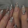 imageBABALAL Press on Nails Medium Almond Fake Nails Pink Yellow French Tip Glue on 3d Texture Orange Lemon Acrylic Nails Cute False Nails Summer Spring Nail Supplies Handmade Stiletto Artificial NailANX01Sliver