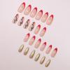 imageBABALAL Press on Nails Medium Almond Fake Nails Pink Yellow French Tip Glue on 3d Texture Orange Lemon Acrylic Nails Cute False Nails Summer Spring Nail Supplies Handmade Stiletto Artificial NailANX09