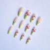 imageBABALAL Press on Nails Medium Almond Fake Nails Pink Yellow French Tip Glue on 3d Texture Orange Lemon Acrylic Nails Cute False Nails Summer Spring Nail Supplies Handmade Stiletto Artificial NailANX13