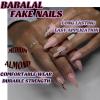 imageBABALAL Press on Nails Medium Almond Fake Nails Pink Yellow French Tip Glue on 3d Texture Orange Lemon Acrylic Nails Cute False Nails Summer Spring Nail Supplies Handmade Stiletto Artificial NailANX14