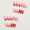 imageBABALAL Press on Nails Medium Almond Fake Nails Pink Yellow French Tip Glue on 3d Texture Orange Lemon Acrylic Nails Cute False Nails Summer Spring Nail Supplies Handmade Stiletto Artificial NailANX16
