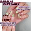imageBABALAL Press on Nails Medium Almond Fake Nails Pink Yellow French Tip Glue on 3d Texture Orange Lemon Acrylic Nails Cute False Nails Summer Spring Nail Supplies Handmade Stiletto Artificial NailANX13