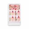 imageBABALAL Press on Nails Medium Almond Fake Nails Pink Yellow French Tip Glue on 3d Texture Orange Lemon Acrylic Nails Cute False Nails Summer Spring Nail Supplies Handmade Stiletto Artificial NailANX09